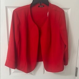 Allen Kay Red Blazer Lightweight Open-Front